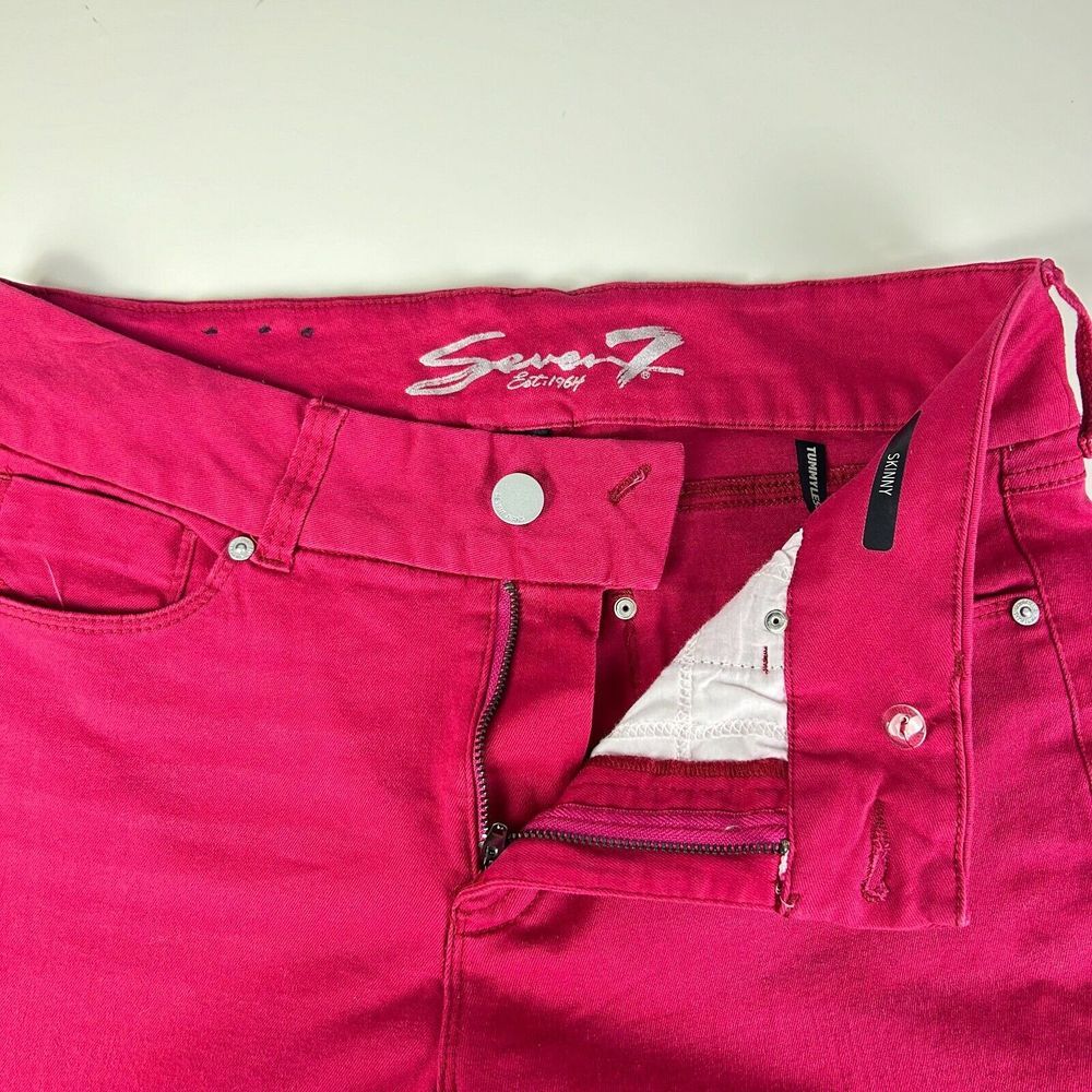 Seven7 Pink Tummyless Zip Fly High Rise‎ Skinny Casual Denim Jeans Size 16 - Picture 10 of 14
